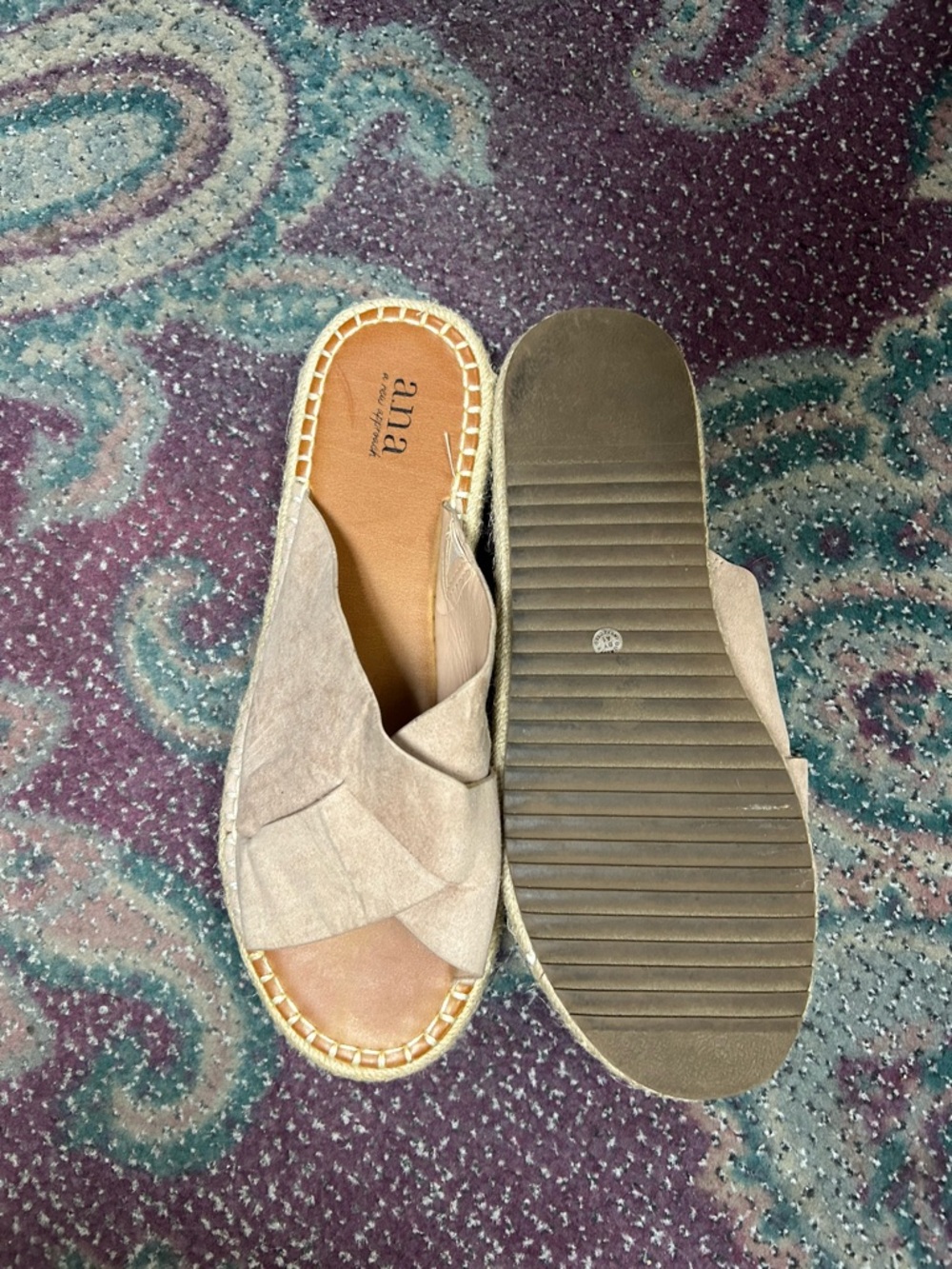 a.n.a Taupe Crisscross Slip-On Espadrille Mules